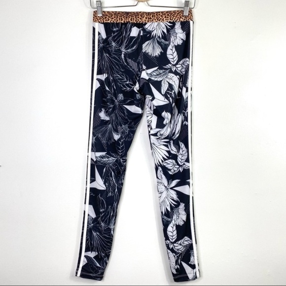 Adidas X-Farm Tropical Flower Leopard Waist Leggings Black and White - Picture 5 of 8